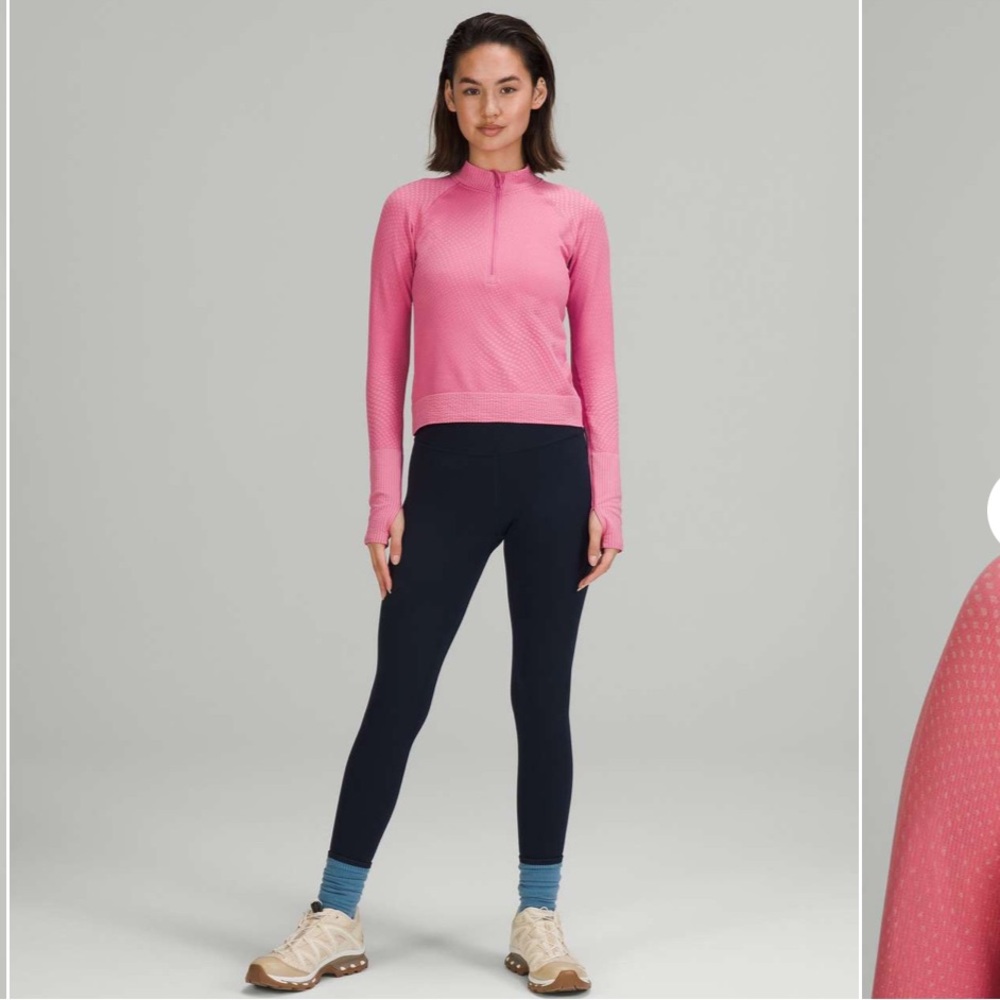 Lululemon Rest Less Cropped Half-Zip
Grid Warp Pink Blossom / Sugar Pink size 10